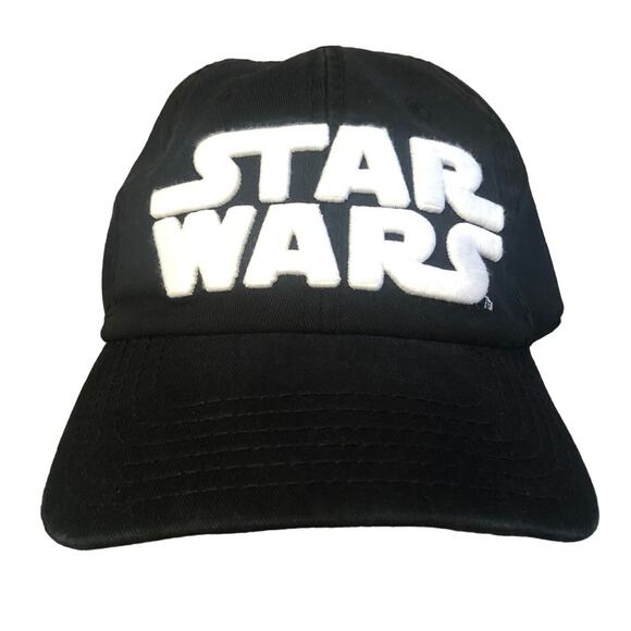 Vintage Black & White Embroidered Star Wars Logo Adjustable Ball Cap One Size - Picture 1 of 8